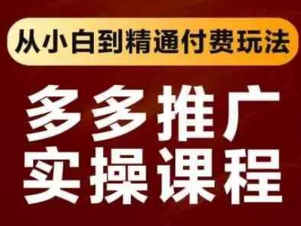 拼多多推广实操课程，从小白到精通付费玩法 - 冒泡网赚