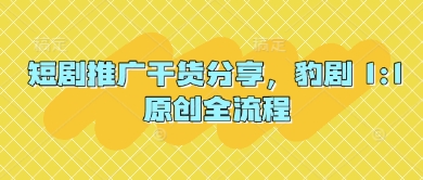 短剧推广干货分享，豹剧 1:1原创全流程 - 冒泡网赚