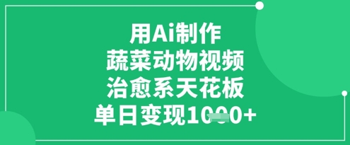 用Ai制作蔬菜动物视频，治愈系天花板，单日变现1k - 冒泡网赚