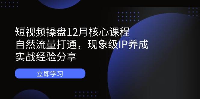 短视频操盘12月核心课程：自然流量打通，现象级IP养成，实战经验分享 - 福缘创业网