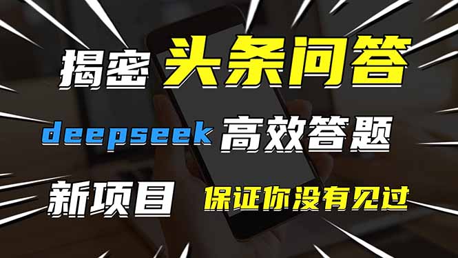 头条问答，刚出的新玩法！保证你没见过！用DeepSeek去高效答题，一个账... - 中创网