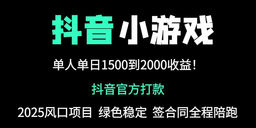 抖音官方小游戏2025全网最新玩法，暴利赚钱项目，单机日入2000+，绝不... - 中创网