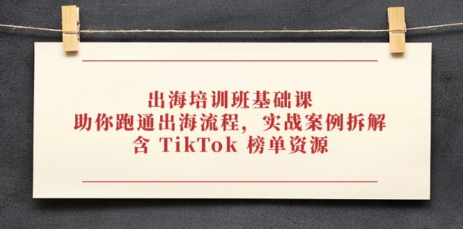 出海培训班基础课，助你跑通出海流程，实战案例拆解，含 TikTok 榜单资源 - 中创网