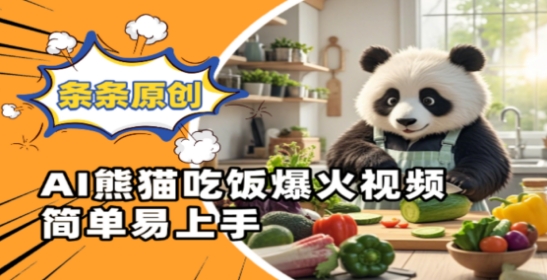 Ai熊猫吃饭爆火视频，条条原创，简单易上手 - 冒泡网赚