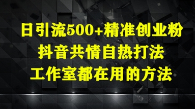 日引流500+精准创业粉，抖音共情自热打法，工作室都在用的方法 - 冒泡网赚