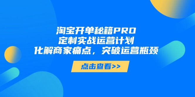 淘宝开单秘籍PRO，定制实战运营计划，化解商家痛点，突破运营瓶颈 - 中创网