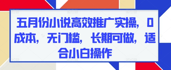 五月份小说高效推广实操，0成本，无门槛，长期可做，适合小白操作 - 冒泡网赚