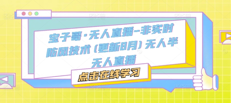 宝子哥·无人直播-非实时防风技术(更新25年5月)无人半无人直播 - 冒泡网赚