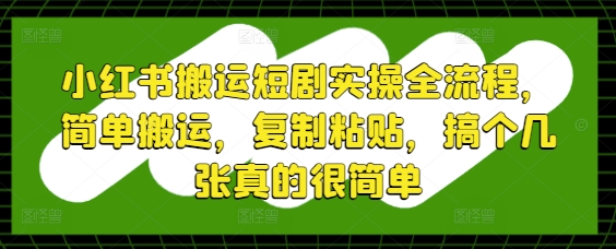 小红书搬运短剧实操全流程，简单搬运，复制粘贴，搞个几张真的很简单 - 冒泡网赚