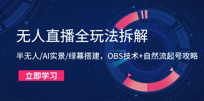 无人直播全玩法拆解：半无人/AI实景/绿幕搭建，OBS技术+自然流起号攻略 - 中创网