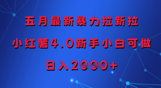 五月最新暴力拉新拉，小红薯4.0新手小白可做，日入多张 - 冒泡网赚
