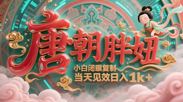 用AI克隆“唐朝胖妞”日更3条，平台疯狂推流，小白闭眼复制，当天见效，日入1k+ - 冒泡网赚