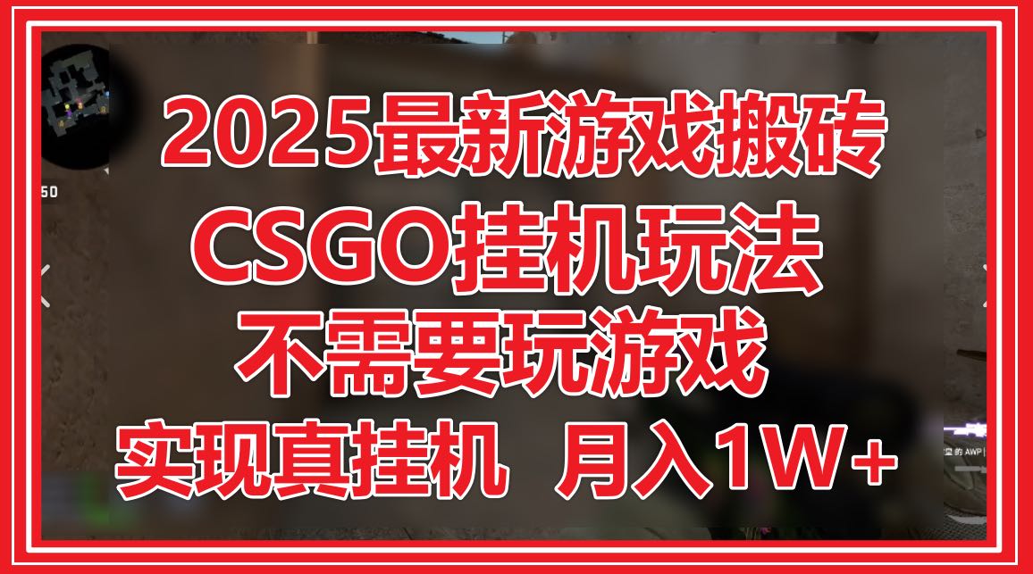 2025最新游戏搬砖，CSGO挂机，不需要玩游戏，实现真挂机，月入1W+ - 中创网