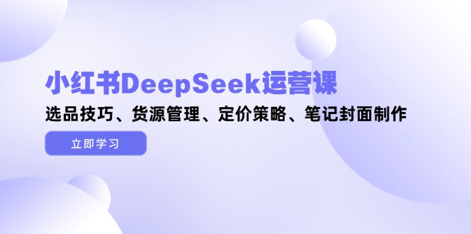 小红书DeepSeek运营课，选品技巧、货源管理、定价策略、笔记封面制作 - 中创网