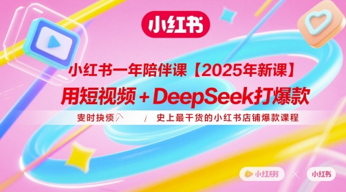 小红书一年陪伴课【2025年新课】，用短视频+deepSeek打爆款，史上最干货的小红书店铺爆款课程 - 冒泡网赚