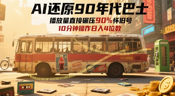 AI还原90年代巴士，一帧就让70后泪崩，播放量直接碾压90%怀旧号，每天操作十分钟，日入四位数 - 冒泡网赚