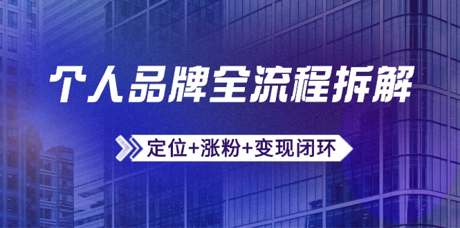 个人品牌全流程拆解：定位+涨粉+变现闭环，微信生态运营与资源整合 - 中创网