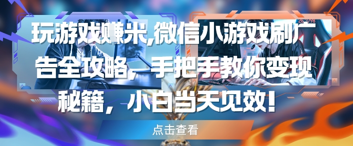 玩游戏挣米，微信小游戏刷广告全攻略，手把手教你变现秘籍，小白当天见效 - 冒泡网赚