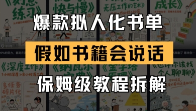最新爆款拟人化书单玩法，假如书籍会说话，保姆级教程 - 冒泡网赚