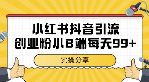 小红书抖音创业粉,小B端粉自热,日引99+的一个玩法-紫橙网创项目网