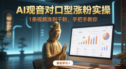AI观音对口型涨粉实操，1条视频涨到千粉，手把手教你 - 冒泡网赚