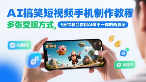 AI搞笑短视频手机制作教程，多张变现方式，5分钟教会你用AI做不一样的西游记 - 冒泡网赚
