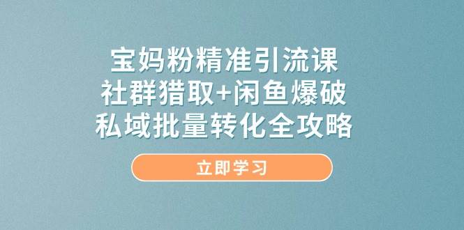 宝妈粉精准引流课，社群猎取+闲鱼爆破，私域批量转化全攻略 - 福缘创业网