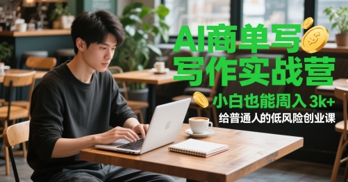 AI商单写作实战营，小白也能周入3k+，给普通人的低风险创业课 - 冒泡网赚