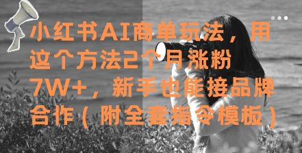 小红书AI商单玩法，用这个方法2个月涨粉7W+，新手也能接品牌合作(附全套指令模板) - 冒泡网赚