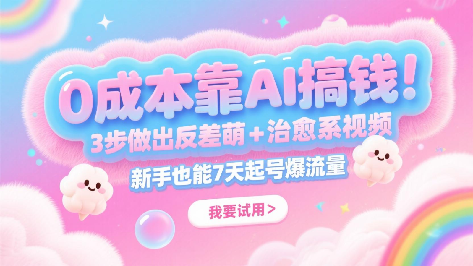 0成本靠AI搞钱！3步做出反差萌+治愈系视频，新手也能7天起号爆流量，月入5位数 - 福缘创业网