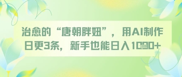 治愈的“唐朝胖妞”，用AI制作日更3条，新手也能日入多张 - 冒泡网赚