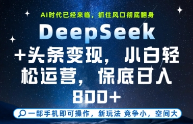DeepSeek+头条变现，保姆级教学，小白轻松上手，日入8张+ - 冒泡网赚