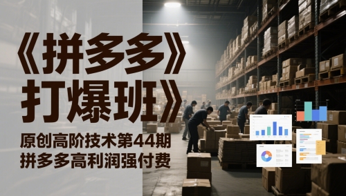 《拼多多打爆班》原创高阶技术第44期,拼多多高利润强付费-紫橙网创项目网