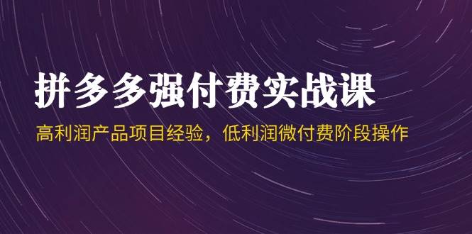 拼多多强付费实战课-44期，高利润产品项目经验，低利润微付费阶段操作 - 福缘创业网