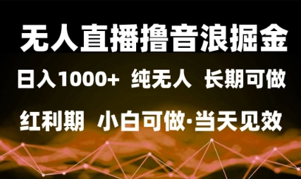 无人直播撸音浪掘金，日入1k+，纯无人红利期，小白可做，当天见效 - 冒泡网赚