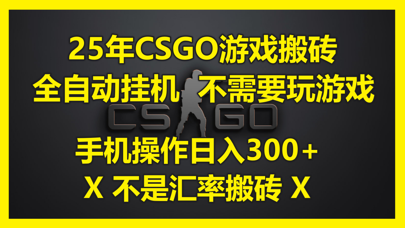 25年CSGO游戏搬砖，全自动挂机，不需要玩游戏，手机操作日入300+。(不... - 中创网