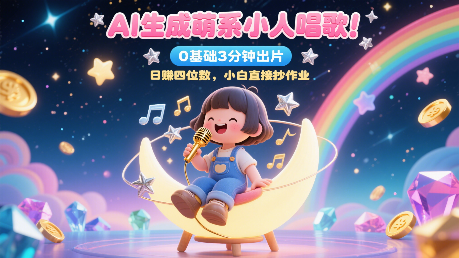 AI生成萌系小人唱歌！0基础3分钟出片，28个作品涨粉9万，日赚四位数，小白直接抄作业 - 福缘创业网