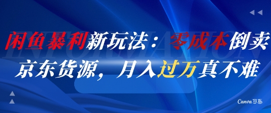 闲鱼暴利新玩法：零成本倒卖京东货源，月入过1W真不难 - 冒泡网赚