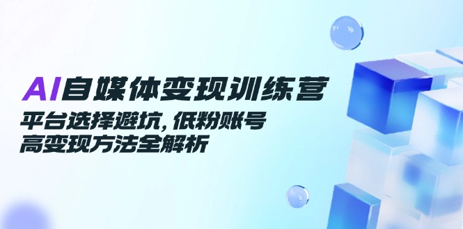 AI自媒体变现训练营，平台选择避坑，低粉账号高变现方法全解析 - 中创网
