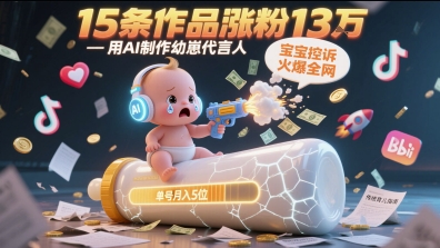 用AI制作幼崽代言人，宝宝的控诉火爆全网，15条作品涨粉13W，单号月入5位数实操教程 - 冒泡网赚