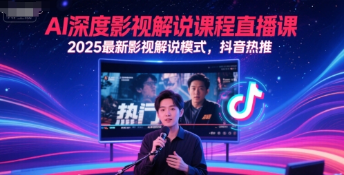 AI深度影视解说课程直播课，2025最新影视解说模式，抖音热推 - 冒泡网赚