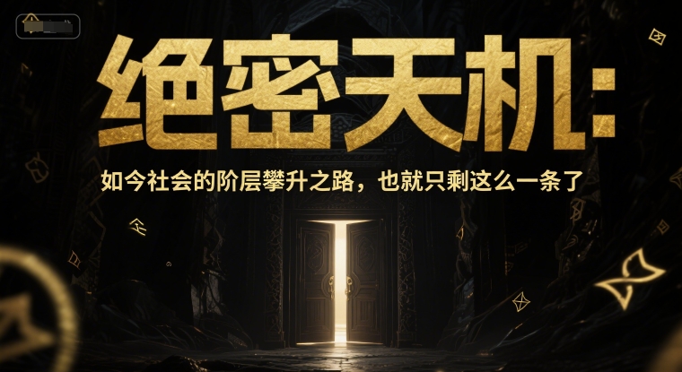付费文章：绝密天机：如今社会的阶层攀升之路，也就只剩这么一条了 - 冒泡网赚