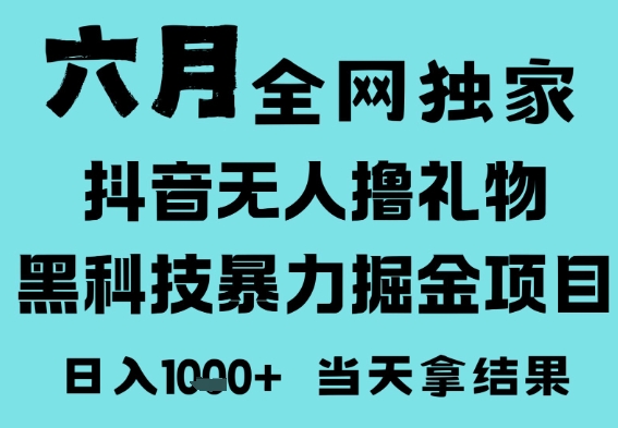 25年6月高爆抖音无人直播最新撸音浪掘金项目，门槛低小白可做，无脑日入1k，可矩阵放大 - 冒泡网赚