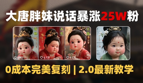 AI大唐胖贵妃说话2.0，40条视频暴涨40w粉，附独家变现攻略 - 冒泡网赚