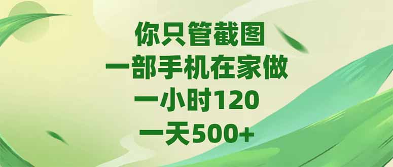 你只管截图，一部手机在家做，一小时120，-天500+ - 中创网
