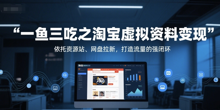一鱼三吃之淘宝虚拟资料变现，依托资源站、网盘拉新，打造流量的强闭环 - 冒泡网赚