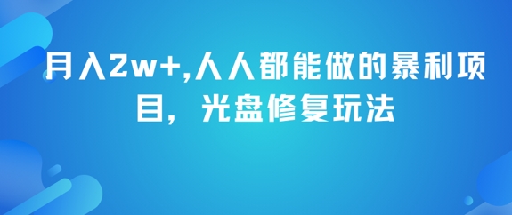月入2w+，人人都能做的暴利项目，光盘修复玩法 - 冒泡网赚