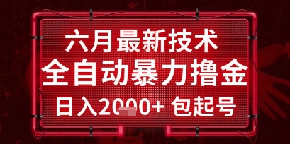 六月最新技术全自动暴力撸金，稳定日入2k+包起号，长期稳定 - 冒泡网赚