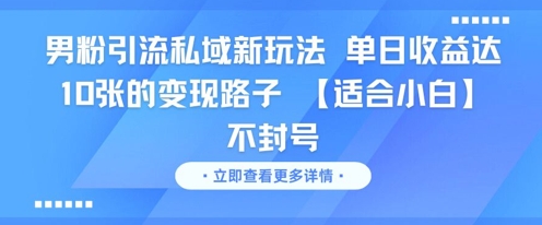 男粉引流私域新玩法，单日收益达10张的变现路子 【适合小白】不封号 - 冒泡网赚
