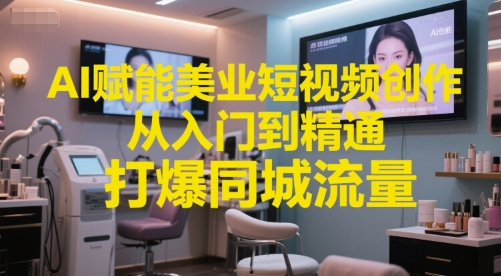 AI赋能美业短视频创作，从入门到精通，打爆同城流量，超级AI工具短视频实操落地 - 冒泡网赚